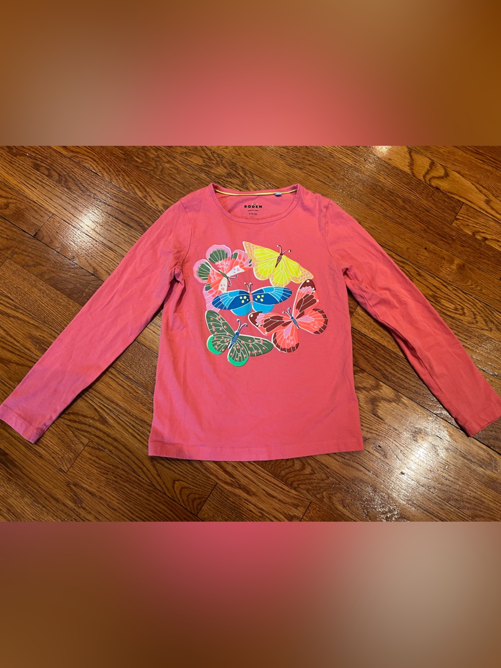 Pink Long-Sleeve Butterfly Graphic Tee